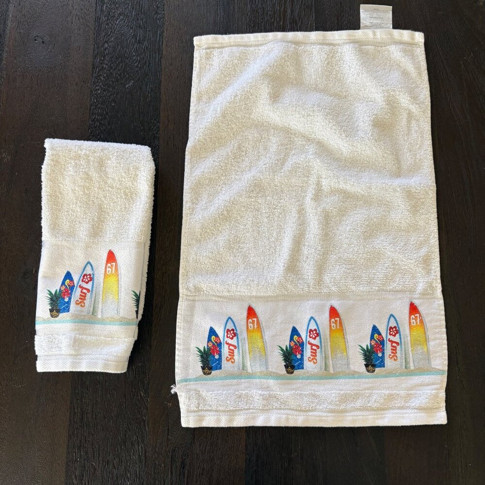Guest Hand Towels Surf Beach Theme Set Of Two Huntington Beach